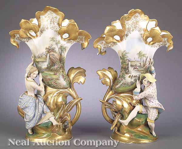 A Pair of French Gilt and Polychromed