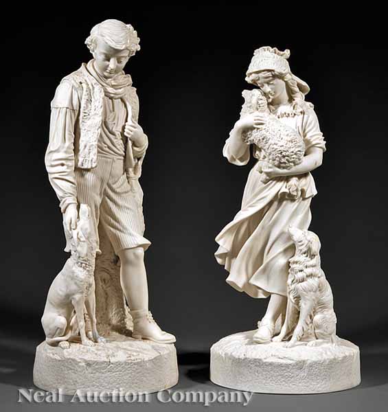 A Pair of Parian Porcelain Figures 19th