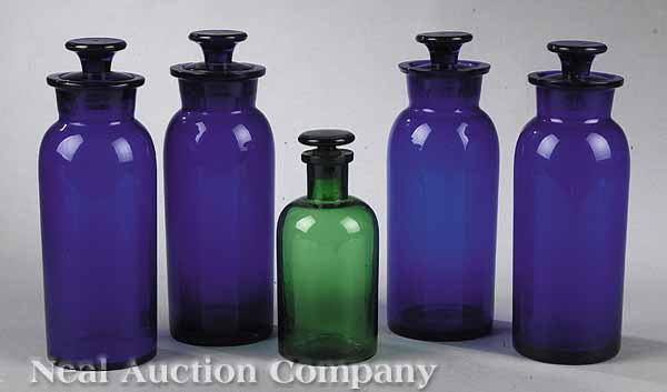A Group of Five Antique Blown Glass