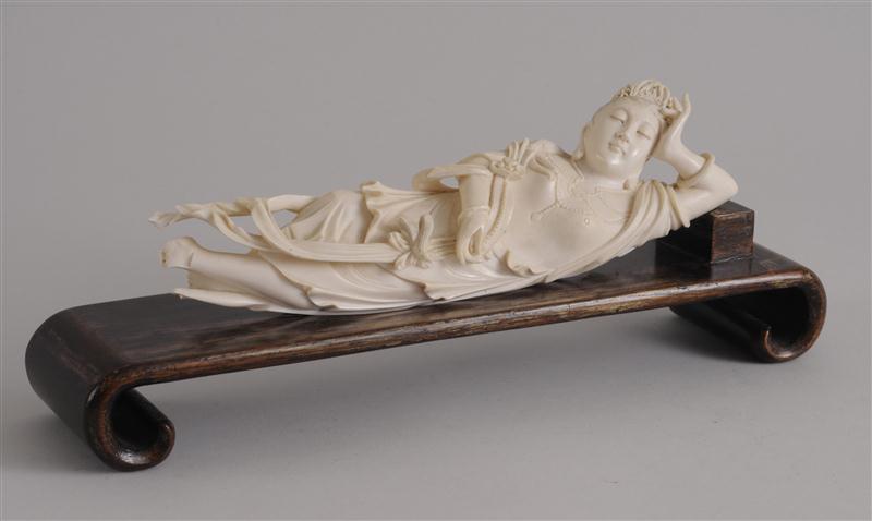 CHINESE CARVED IVORY RECLINING