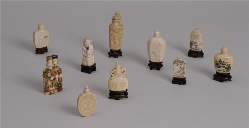 TEN CHINESE CARVED AND ENGRAVED