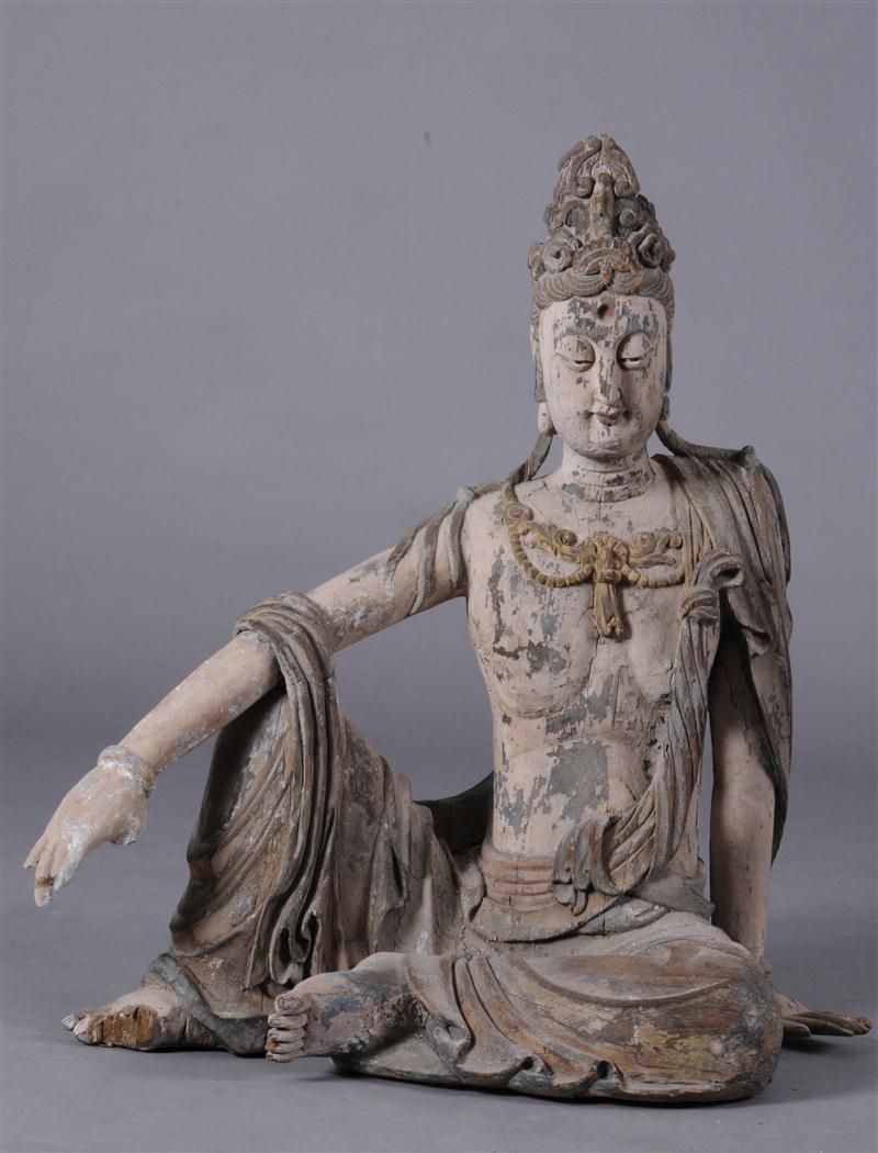 CHINESE POLYCHROME CARVED FIGURE