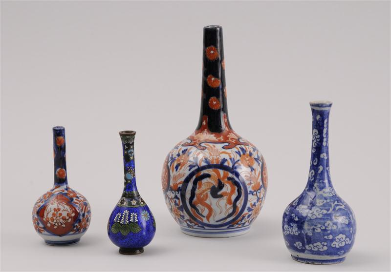 THREE JAPANESE IMARI PORCELAIN BOTTLE-FORM