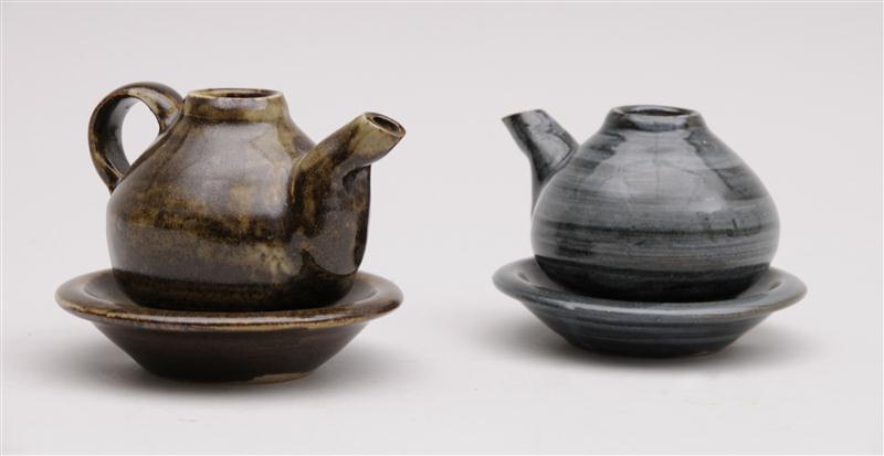 TWO JAPANESE GLAZED STONEWARE POTS