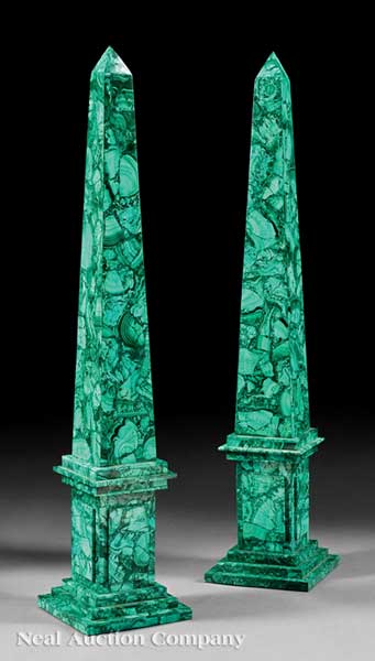 A Pair of Neoclassical-Style Malachite