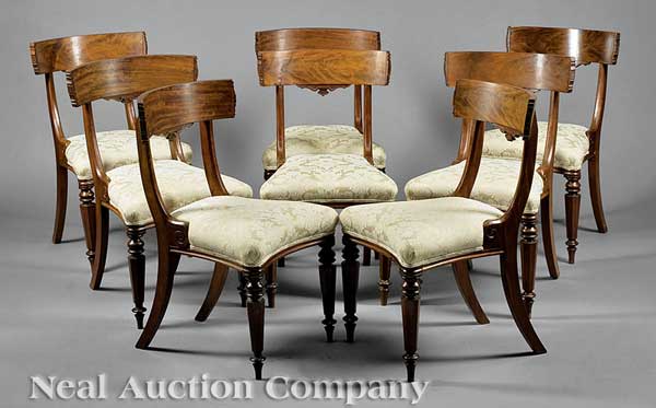 A Fine Set of Eight Regency Carved