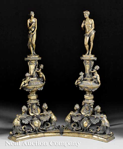 A Pair of Antique Bronze Figural