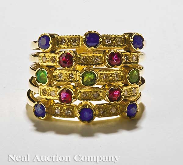 A 14 kt. Gold Sapphire Ruby and
