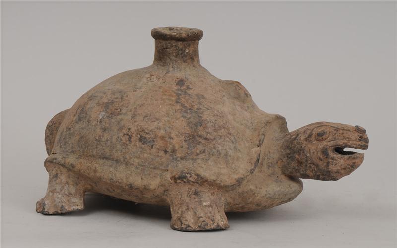 CHINESE PAINTED TERRACOTTA TURTLE-FORM