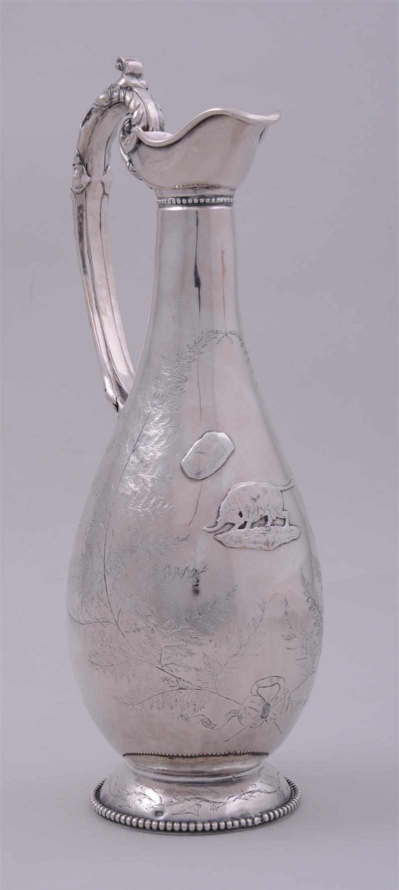 ENGRAVED STERLING WINE JUG Marked 140d28