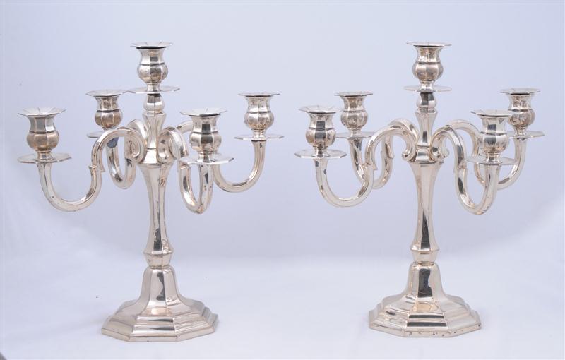 PAIR OF GERMAN SILVER 800 FIVE LIGHT 140d3c