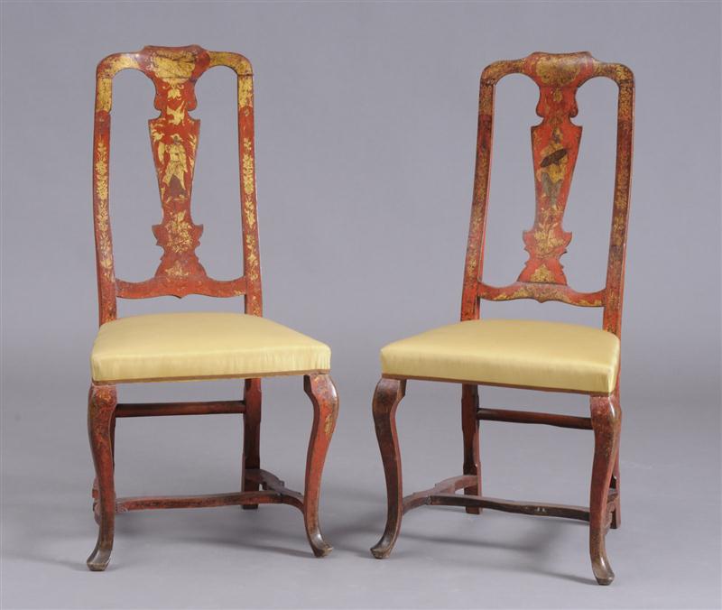 PAIR OF QUEEN ANNE RED JAPANNED