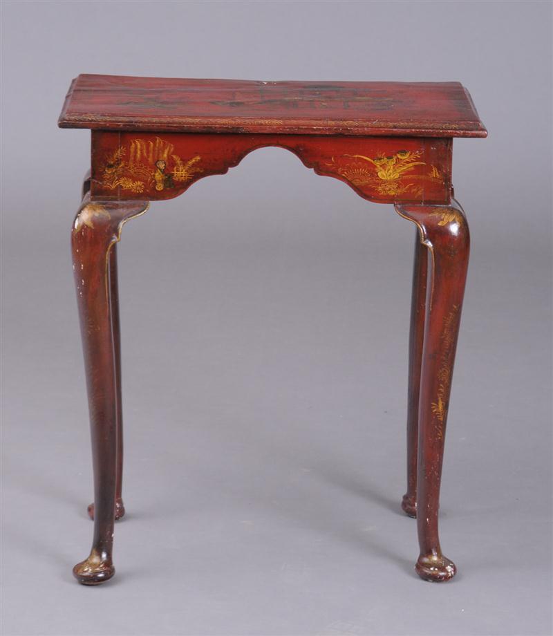QUEEN ANNE STYLE RED JAPANNED SMALL
