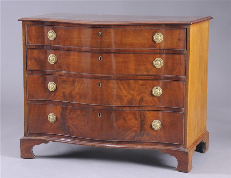 GEORGE III INLAID MAHOGANY SERPENTINE FRONTED 140d8a