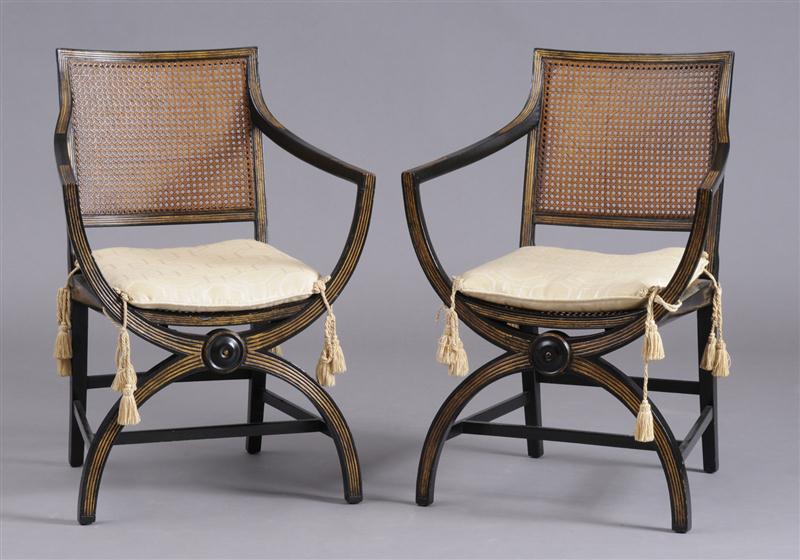 PAIR OF REGENCY STYLE CARVED BLACK