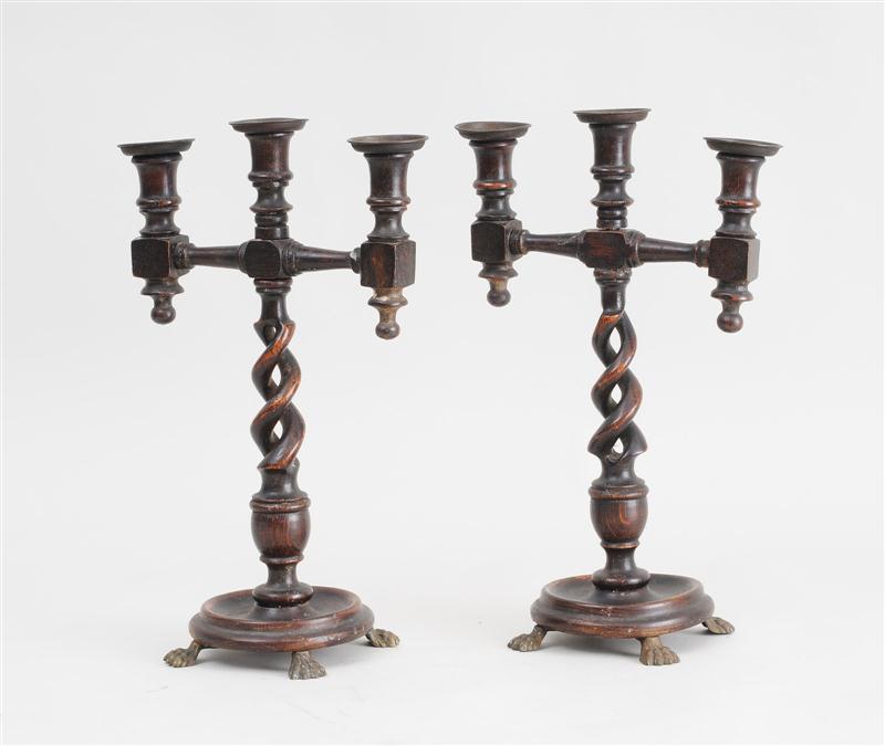 PAIR OF FLEMISH BAROQUE STYLE BRASS-MOUNTED