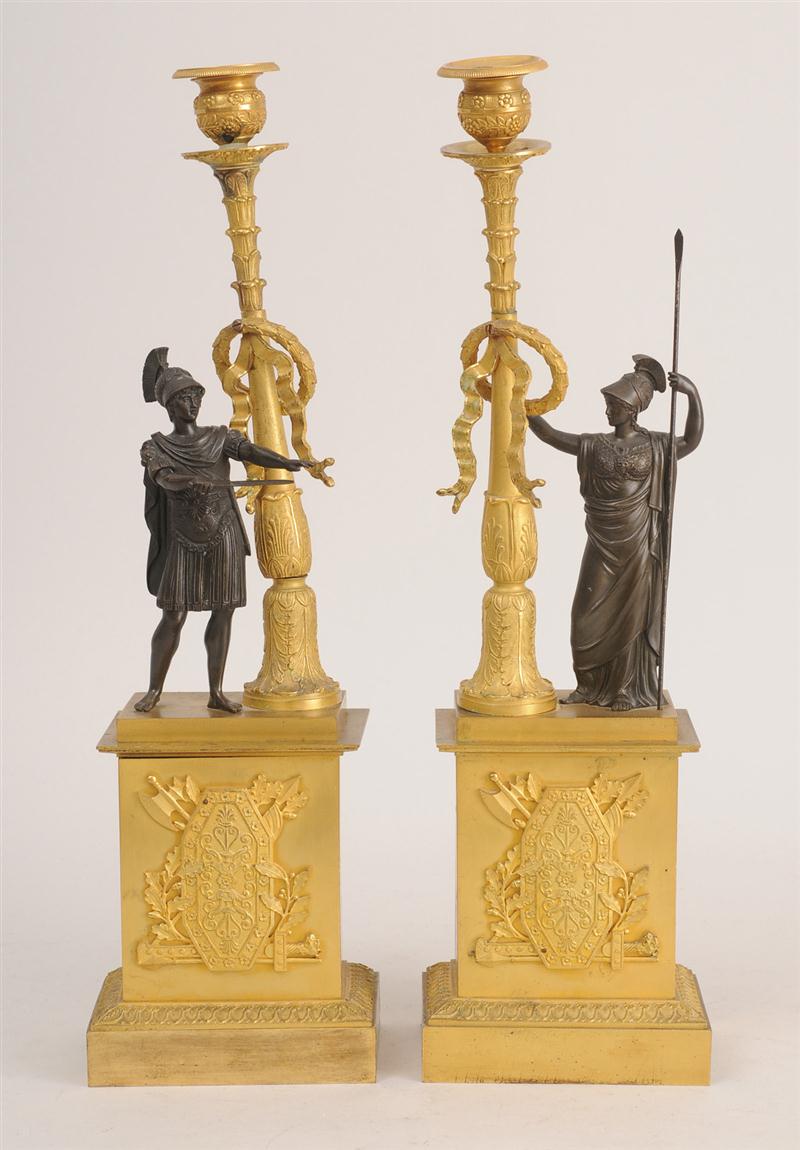 PAIR OF EMPIRE PATINATED AND GILT BRONZE 140dd8