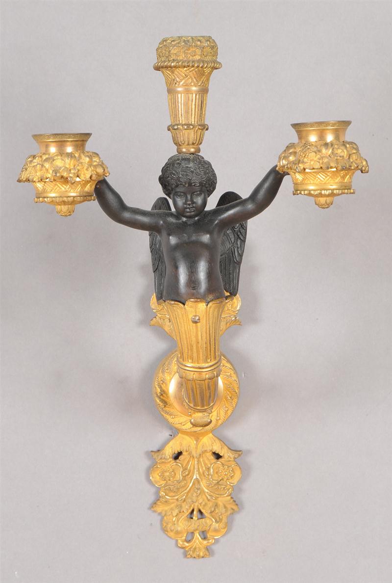 PAIR OF EMPIRE GILT AND BRONZE-PATINATED