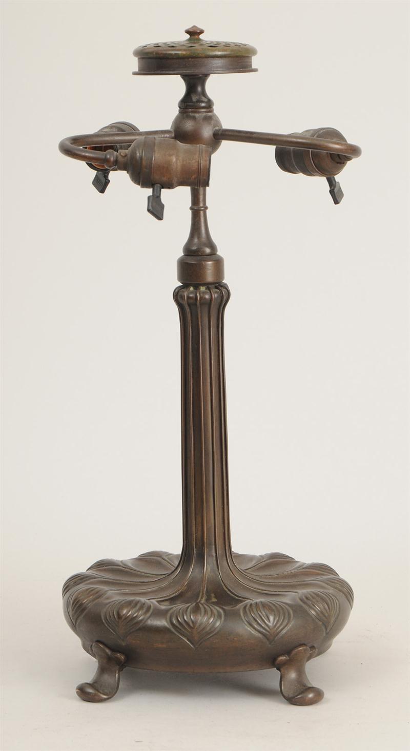 TIFFANY STUDIOS BRONZE LAMP BASE Marked