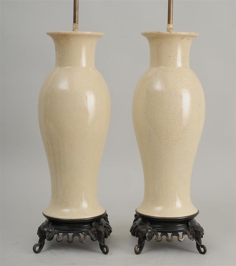 PAIR OF CHINESE IVORY CRACKLED 140deb