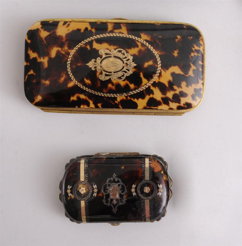 TWO TORTOISESHELL CASES With silk-lined