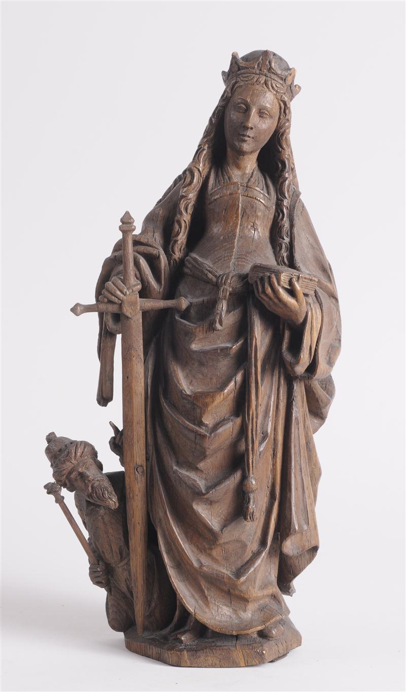 GERMAN CARVED OAK FIGURE OF ST.