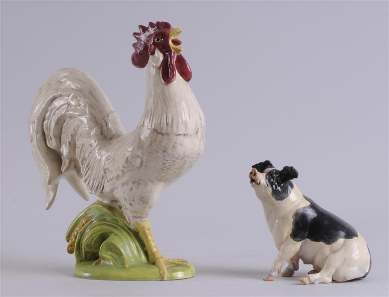 TWO POTTERY ANIMAL FIGURES The