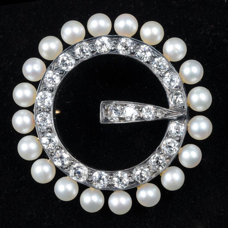 ANTIQUE SILVER PEARL AND DIAMOND