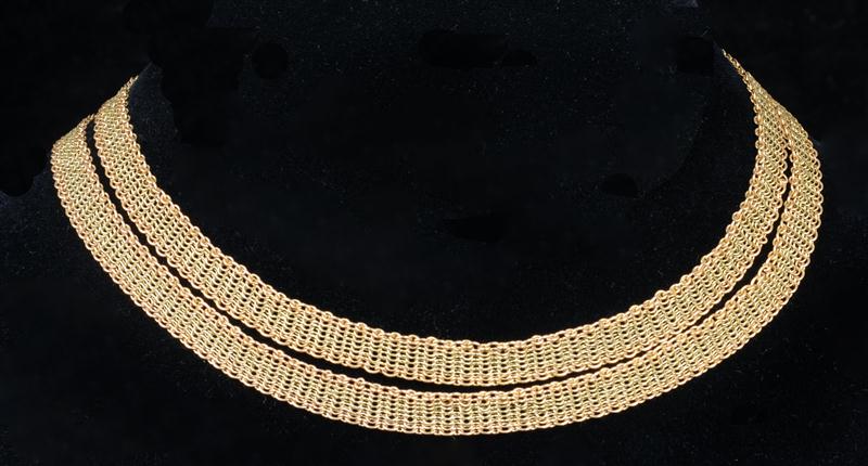 DOUBLE STRAND 14K GOLD MESH NECKLACE 1410b0