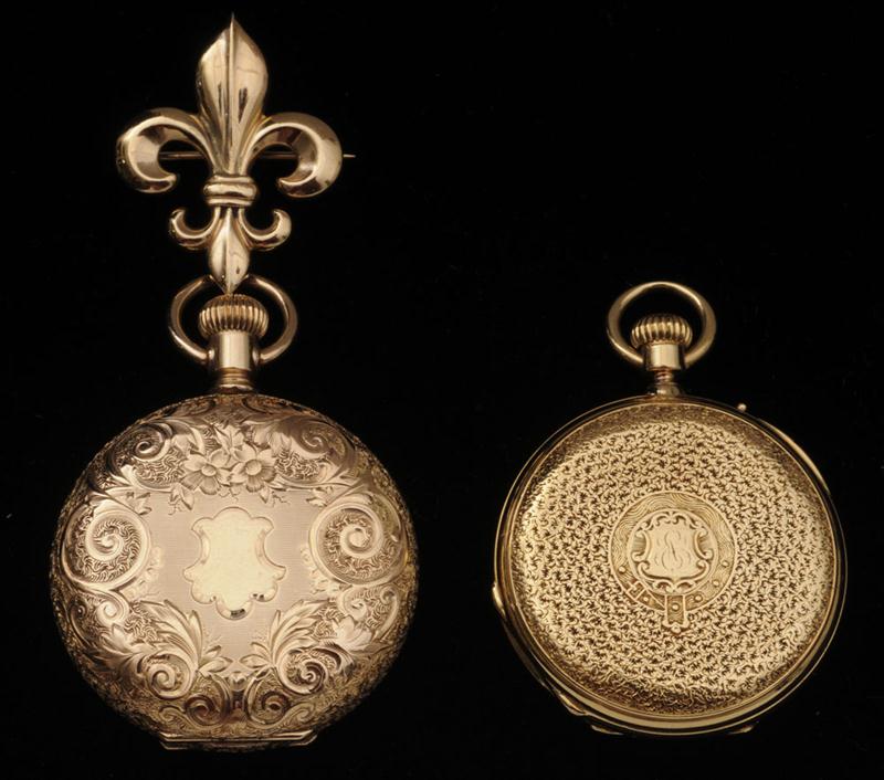 TWO ENGRAVED 14K GOLD HUNTING CASE 1410c9