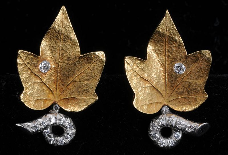 18K GOLD PLATINUM AND DIAMOND IVY 1410c2