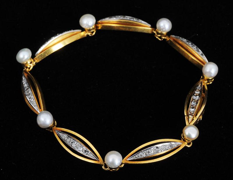 EDWARDIAN GOLD DIAMOND AND PEARL 1410c3