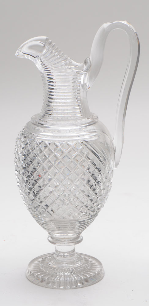 ENGLISH CUT GLASS EWER Of typical