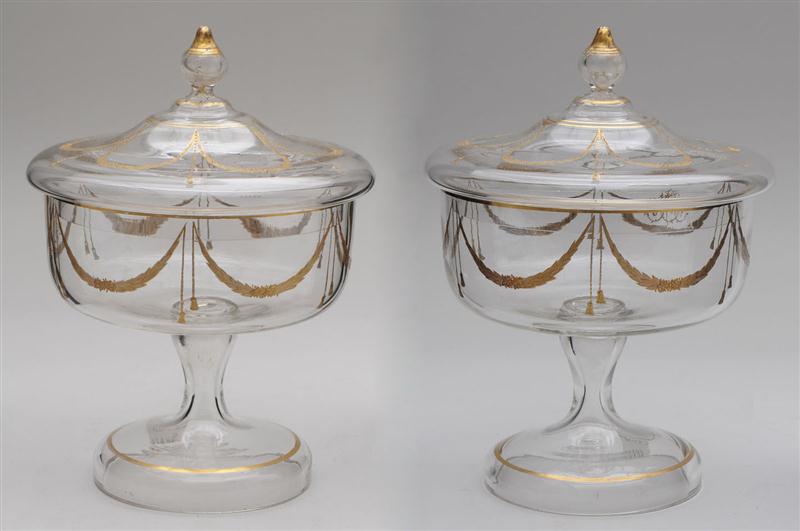 PAIR OF FRENCH GILT GLASS COMPOTES 1410de