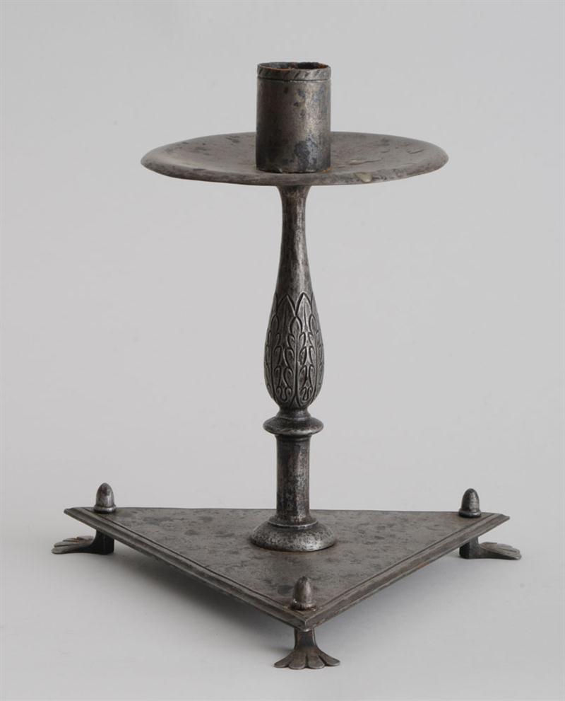 SAMUEL YELLIN: ENGRAVED STEEL CANDLESTICK