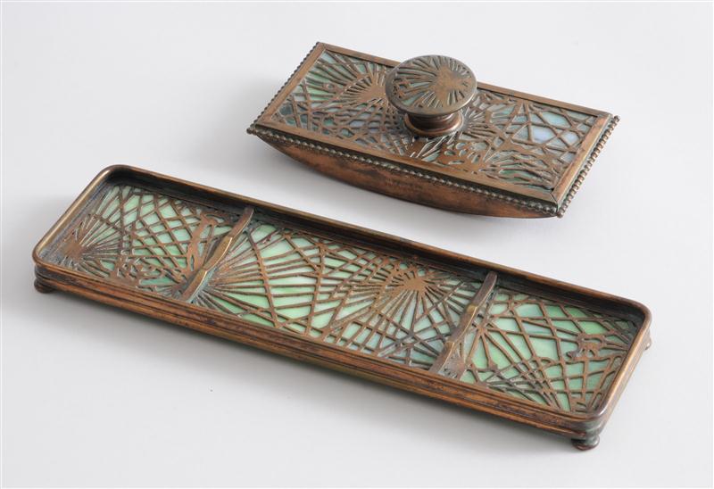 TIFFANY STUDIOS BRONZE AND FAVRILE 1410e1