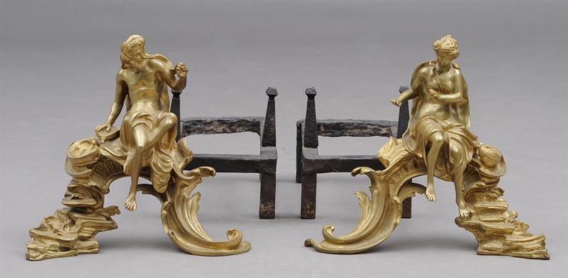 PAIR OF LOUIS XV STYLE GILT BRONZE FIGURAL