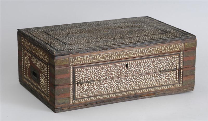 INDIAN IVORY-INLAID AND BRASS-MOUNTED