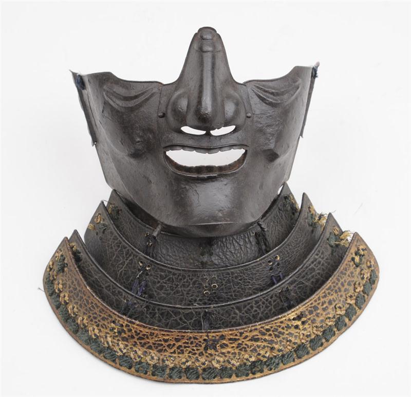 JAPANESE LACQUERED METAL HALF-FACE