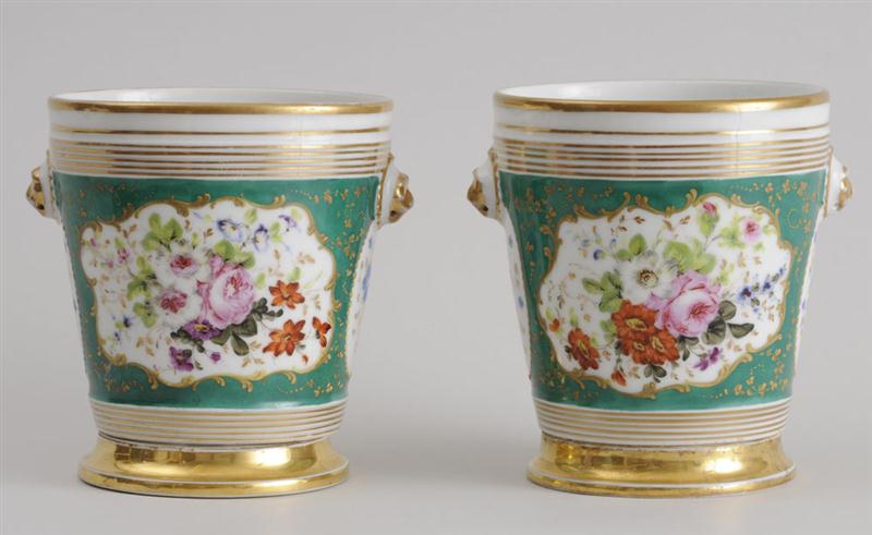 PAIR OF PARIS PORCELAIN GREEN-GROUND