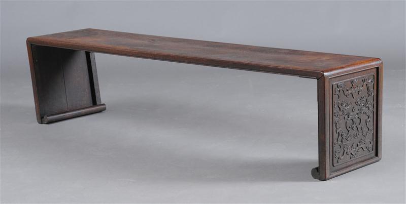 CHINESE CARVED HARDWOOD BENCH The