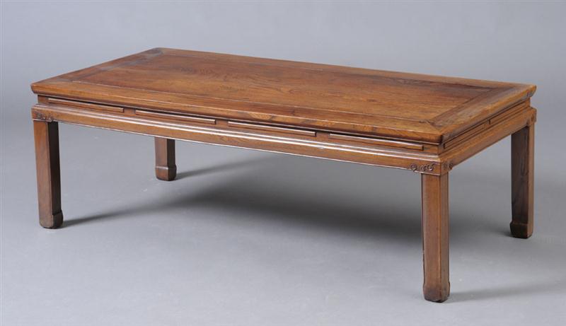 CHINESE CARVED ELMWOOD LOW TABLE