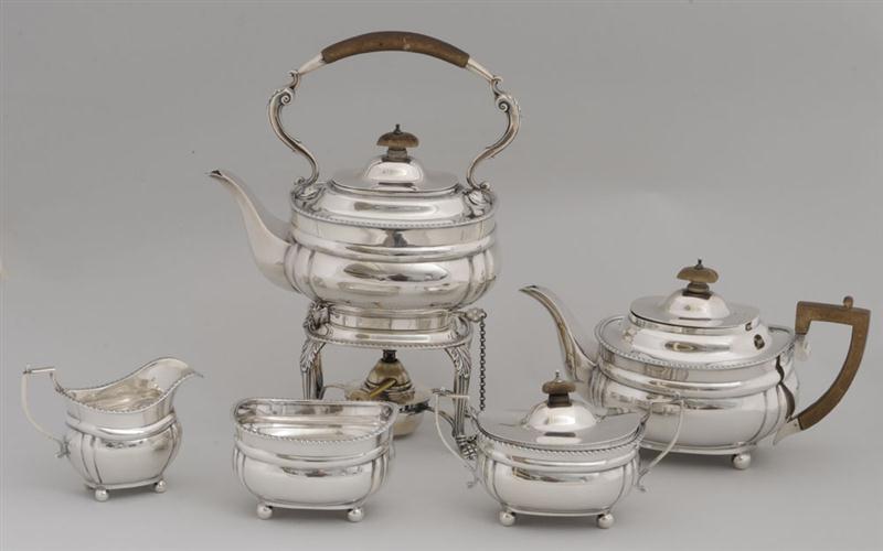 CRICHTON SILVER FIVE-PIECE TEA