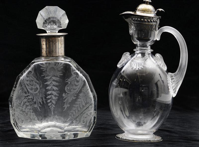 VICTORIAN SILVER-MOUNTED GLASS CLARET