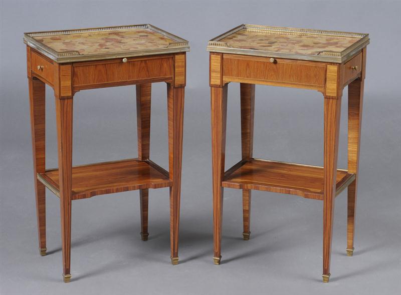 PAIR OF LOUIS XVI STYLE INLAID 1411db