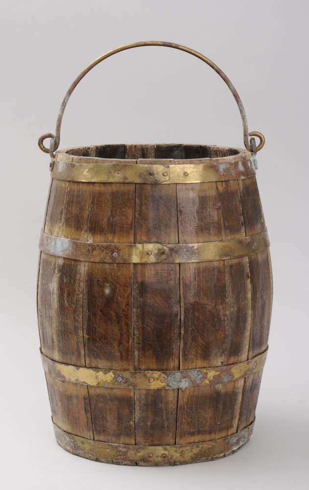 ENGLISH BRASS BANDED OAK BARREL FORM 141214