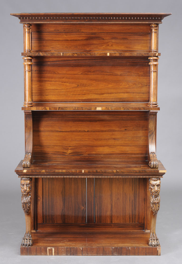 GEORGE IV CARVED AND VENEERED ROSEWOOD