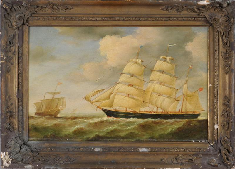 EUROPEAN SCHOOL SHIPS AT SEA Oil 1412b7