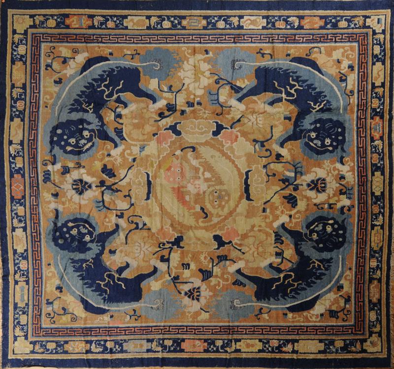 CHINESE CARPET WITH BLUE-GROUND
