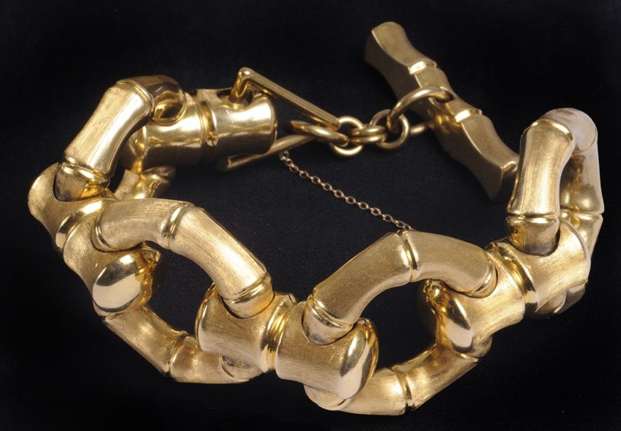 GOLD BAMBOO-FORM LINK BRACELET With